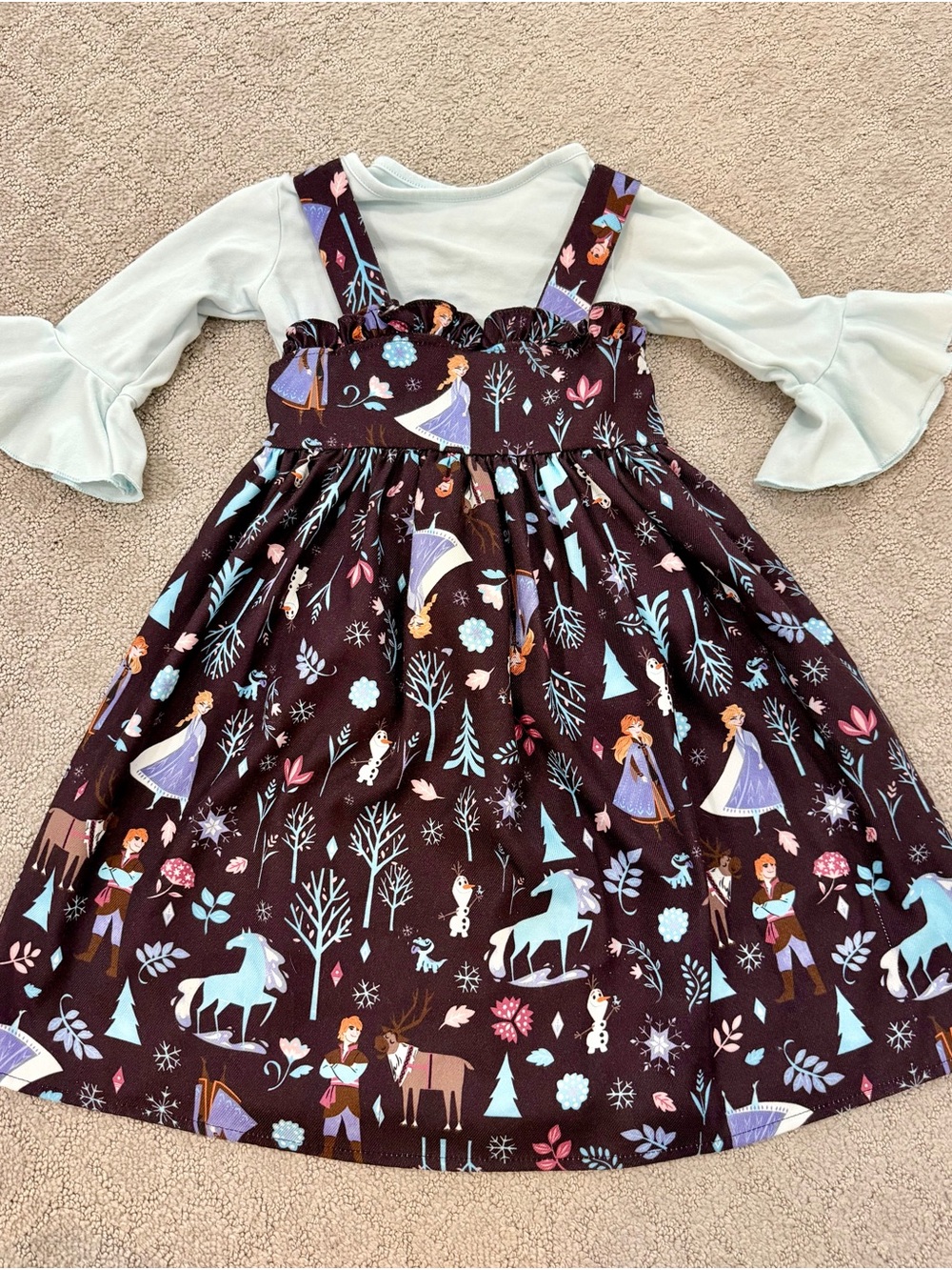 Disney pipa & Julie Purple Frozen Princess Pinafore Dress with separate top